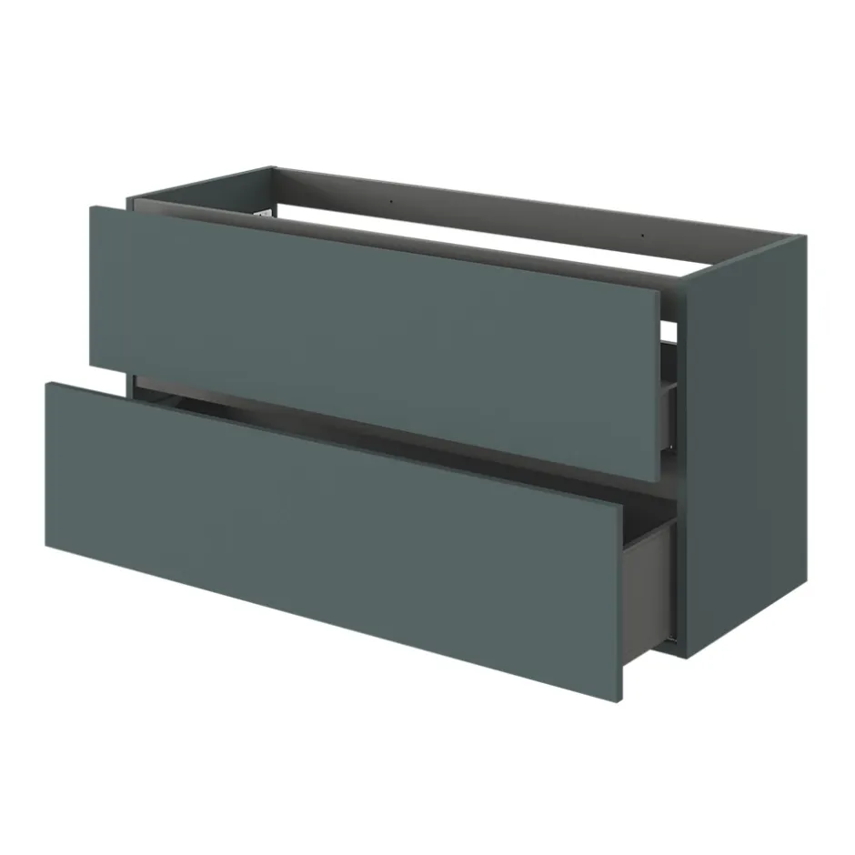 GoodHome Meuble sous vasque 2 tiroirs sans poignées l.120 x H.60 x P.45 cm vert forêt Kentia