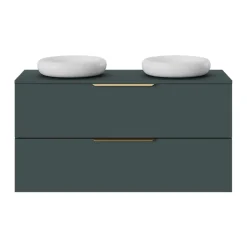 GoodHome Meuble sous vasque 2 tiroirs sans poignées l.120 x H.60 x P.45 cm vert forêt Kentia