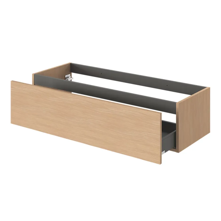 GoodHome Meuble sous vasque 1 tiroir sans poignée l.120 x H.30 x P.45 cm effet chêne Kentia