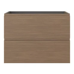 GoodHome Meuble sous vasque 2 tiroirs avec poignées intégrées l.80 x H.60 x P.45 cm effet noyer Kentia