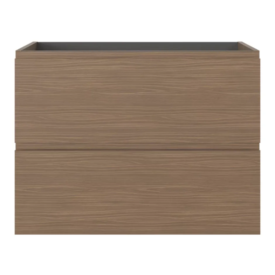 GoodHome Meuble sous vasque 2 tiroirs avec poignées intégrées l.80 x H.60 x P.45 cm effet noyer Kentia