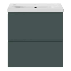 GoodHome Meuble sous vasque 2 tiroirs avec poignées intégrées l.60 x H.60 x P.45 cm vert forêt Kentia