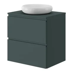 GoodHome Meuble sous vasque 2 tiroirs avec poignées intégrées l.60 x H.60 x P.45 cm vert forêt Kentia