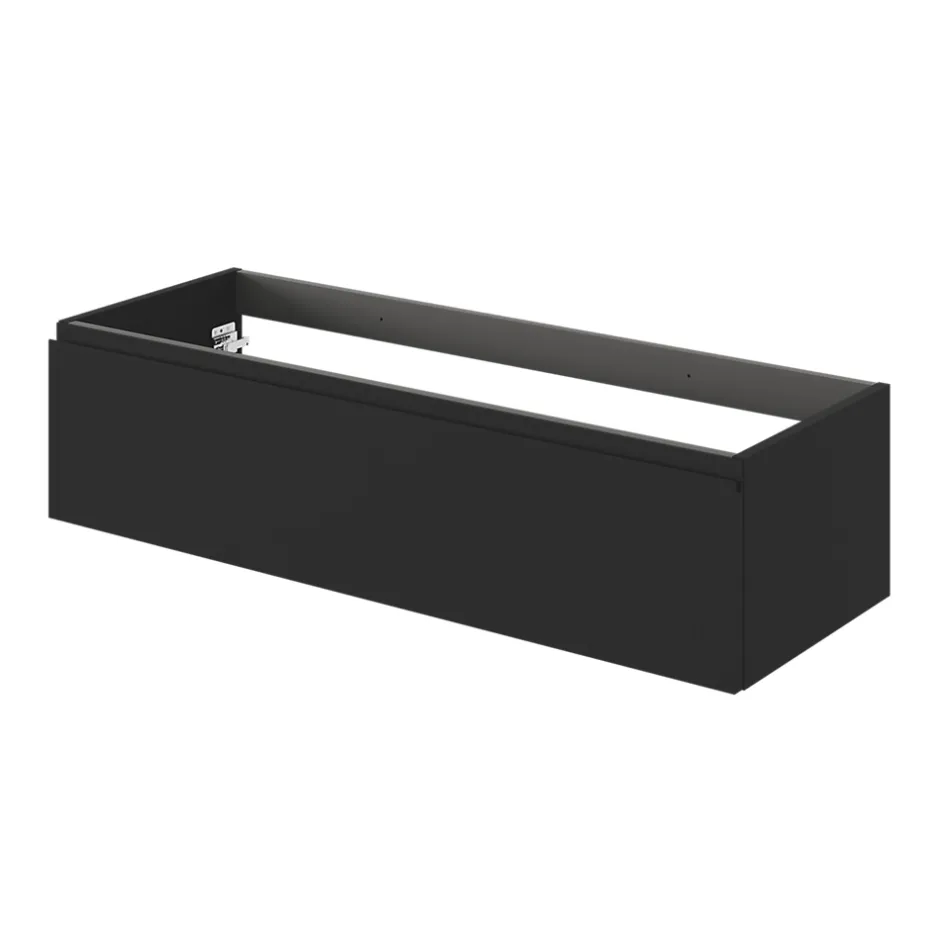 GoodHome Meuble sous vasque 1 tiroir avec poignée intégrée l.120 x H.30 x P.45 cm noir mat Kentia
