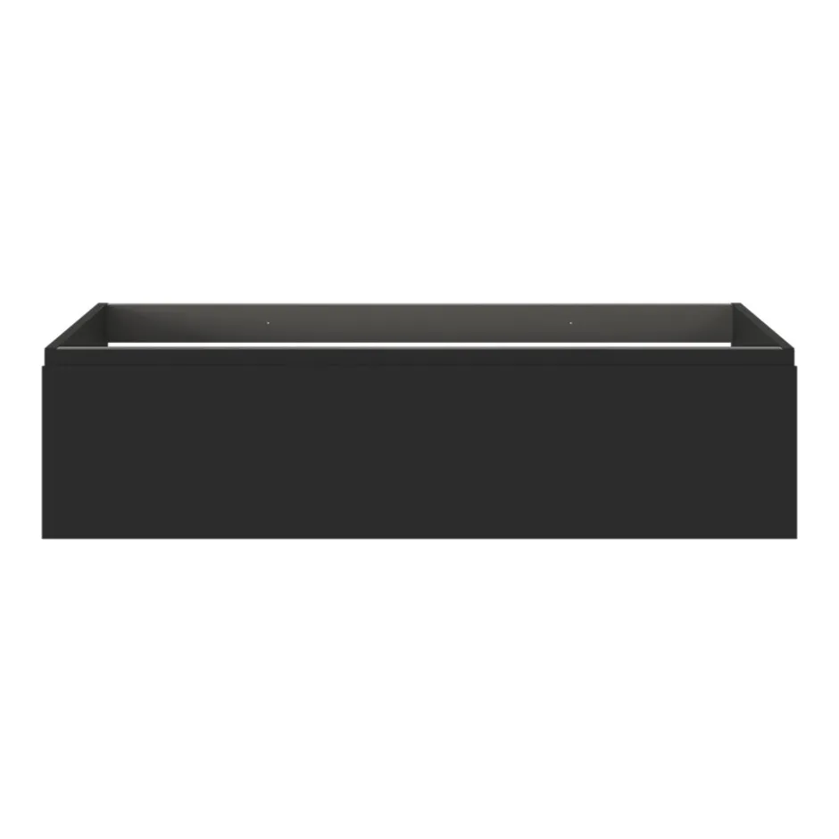 GoodHome Meuble sous vasque 1 tiroir avec poignée intégrée l.120 x H.30 x P.45 cm noir mat Kentia