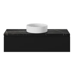GoodHome Meuble sous vasque 1 tiroir avec poignée intégrée l.120 x H.30 x P.45 cm noir mat Kentia