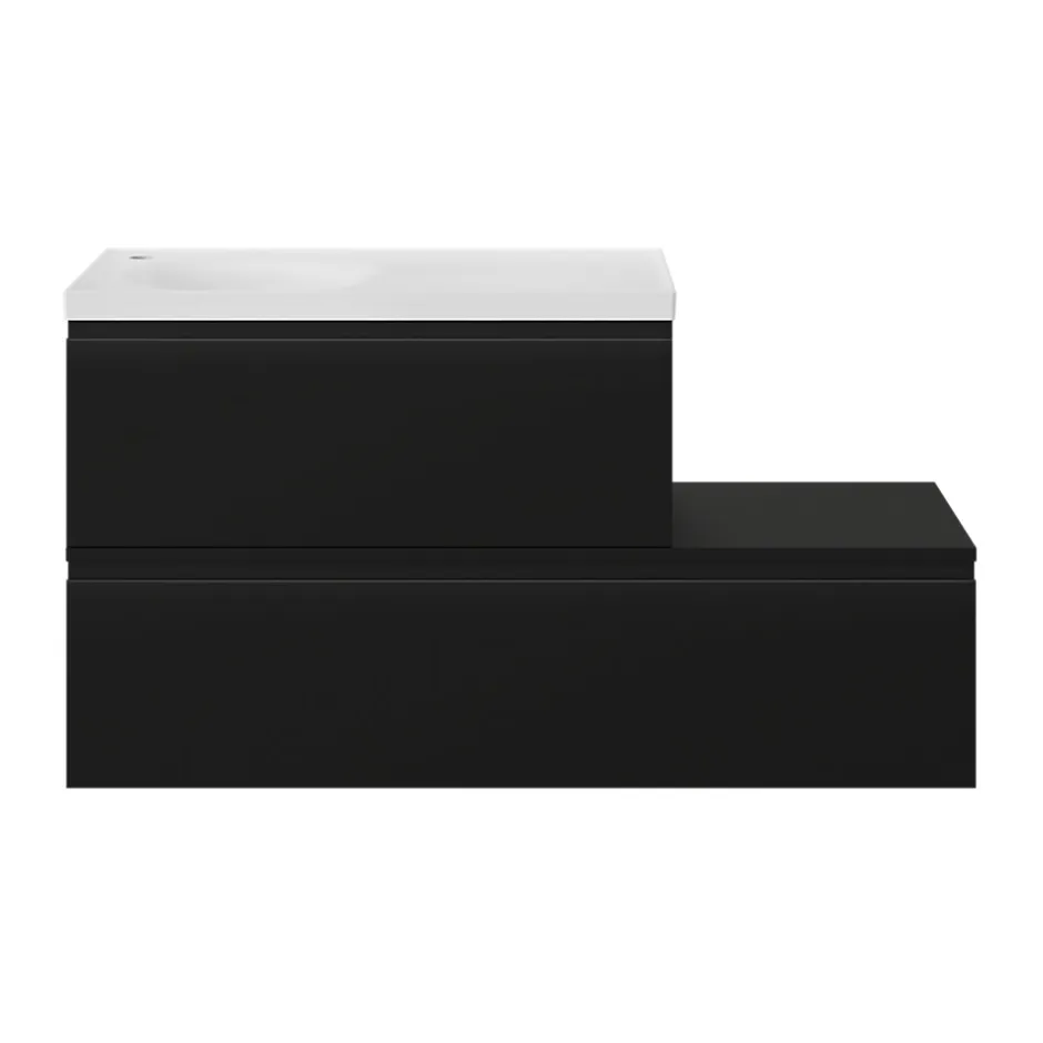 GoodHome Meuble sous vasque 1 tiroir avec poignée intégrée l.120 x H.30 x P.45 cm noir mat Kentia