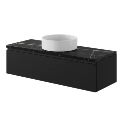 GoodHome Meuble sous vasque 1 tiroir avec poignée intégrée l.120 x H.30 x P.45 cm noir mat Kentia