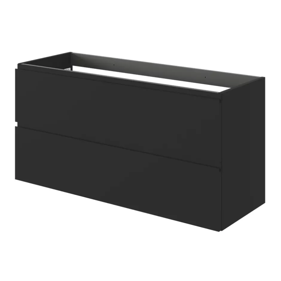GoodHome Meuble sous vasque 2 tiroirs avec poignées intégrées l.120 x H.60 x P.45 cm noir mat Kentia* Meuble Sous-Vasque