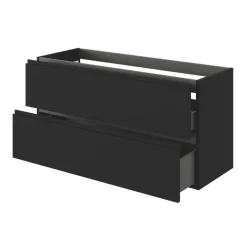 GoodHome Meuble sous vasque 2 tiroirs avec poignées intégrées l.120 x H.60 x P.45 cm noir mat Kentia* Meuble Sous-Vasque
