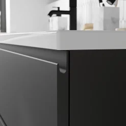 GoodHome Meuble sous vasque 2 tiroirs avec poignées intégrées l.120 x H.60 x P.45 cm noir mat Kentia* Meuble Sous-Vasque