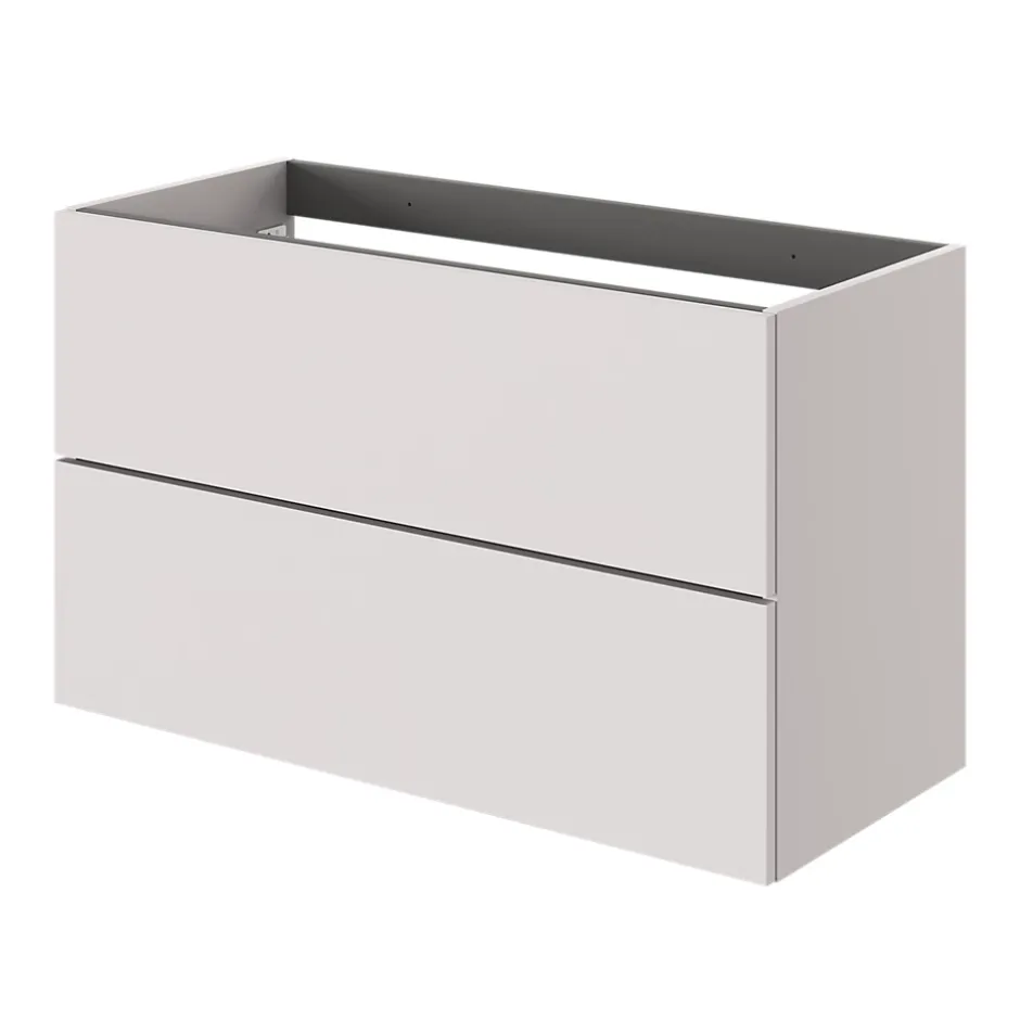 GoodHome Meuble sous vasque 2 tiroirs sans poignées l.100 x H.60 x P.45 cm beige cachemire Kentia