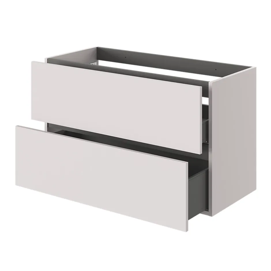 GoodHome Meuble sous vasque 2 tiroirs sans poignées l.100 x H.60 x P.45 cm beige cachemire Kentia