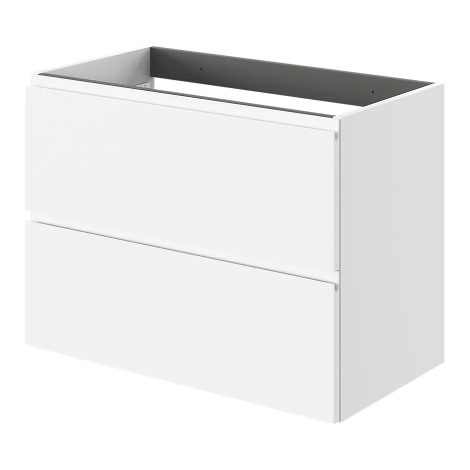 GoodHome Meuble sous vasque 2 tiroirs avec poignées intégrées l.80 x H.60 x P.45 cm blanc mat Kentia