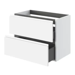 GoodHome Meuble sous vasque 2 tiroirs avec poignées intégrées l.80 x H.60 x P.45 cm blanc mat Kentia
