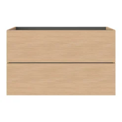 GoodHome Meuble sous vasque 2 tiroirs sans poignées l.100 x H.60 x P.45 cm effet chêne Kentia* Meuble Sous-Vasque