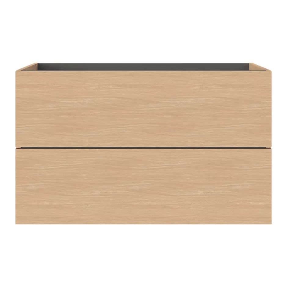 GoodHome Meuble sous vasque 2 tiroirs sans poignées l.100 x H.60 x P.45 cm effet chêne Kentia* Meuble Sous-Vasque