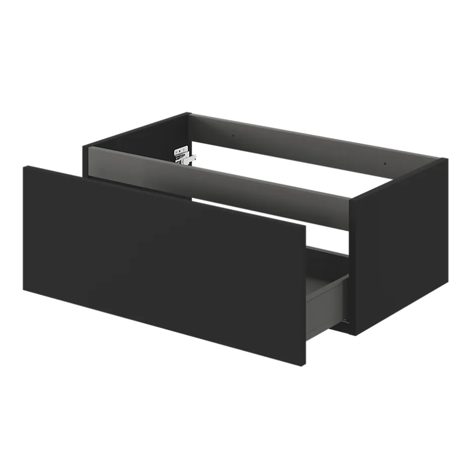 GoodHome Meuble sous vasque 1 tiroir sans poignée l.80 x H.30 x P.45 cm noir mat Kentia* Meuble Sous-Vasque
