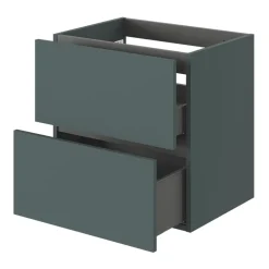 GoodHome Meuble sous vasque 2 tiroirs sans poignées l.60 x H.60 x P.45 cm vert forêt Kentia