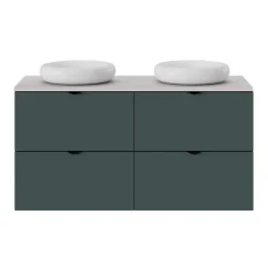GoodHome Meuble sous vasque 2 tiroirs sans poignées l.60 x H.60 x P.45 cm vert forêt Kentia