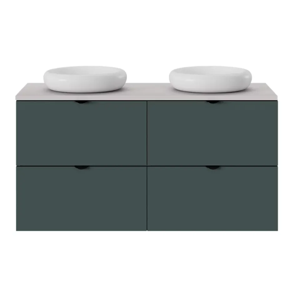 GoodHome Meuble sous vasque 2 tiroirs sans poignées l.60 x H.60 x P.45 cm vert forêt Kentia