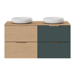 GoodHome Meuble sous vasque 2 tiroirs sans poignées l.60 x H.60 x P.45 cm vert forêt Kentia