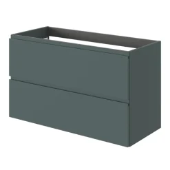 GoodHome Meuble sous vasque 2 tiroirs avec poignées intégrées l.100 x H.60 x P.45 cm vert forêt Kentia* Meuble Sous-Vasque