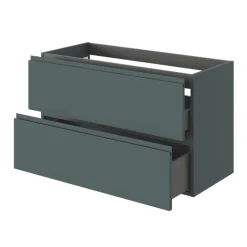 GoodHome Meuble sous vasque 2 tiroirs avec poignées intégrées l.100 x H.60 x P.45 cm vert forêt Kentia* Meuble Sous-Vasque