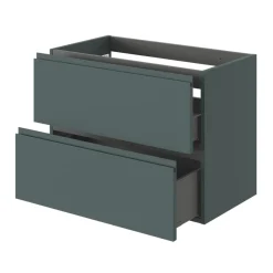GoodHome Meuble sous vasque 2 tiroirs avec poignées intégrées l.80 x H.60 x P.45 cm vert forêt Kentia