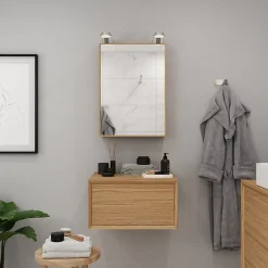 GoodHome Meuble sous vasque 1 tiroir à suspendre Avela placage chêne 60 cm* Meuble Buanderie