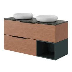 GoodHome Meuble sous vasque 1 tiroir sans poignée l.120 x H.30 x P.45 cm effet noyer Kentia* Meuble Sous-Vasque