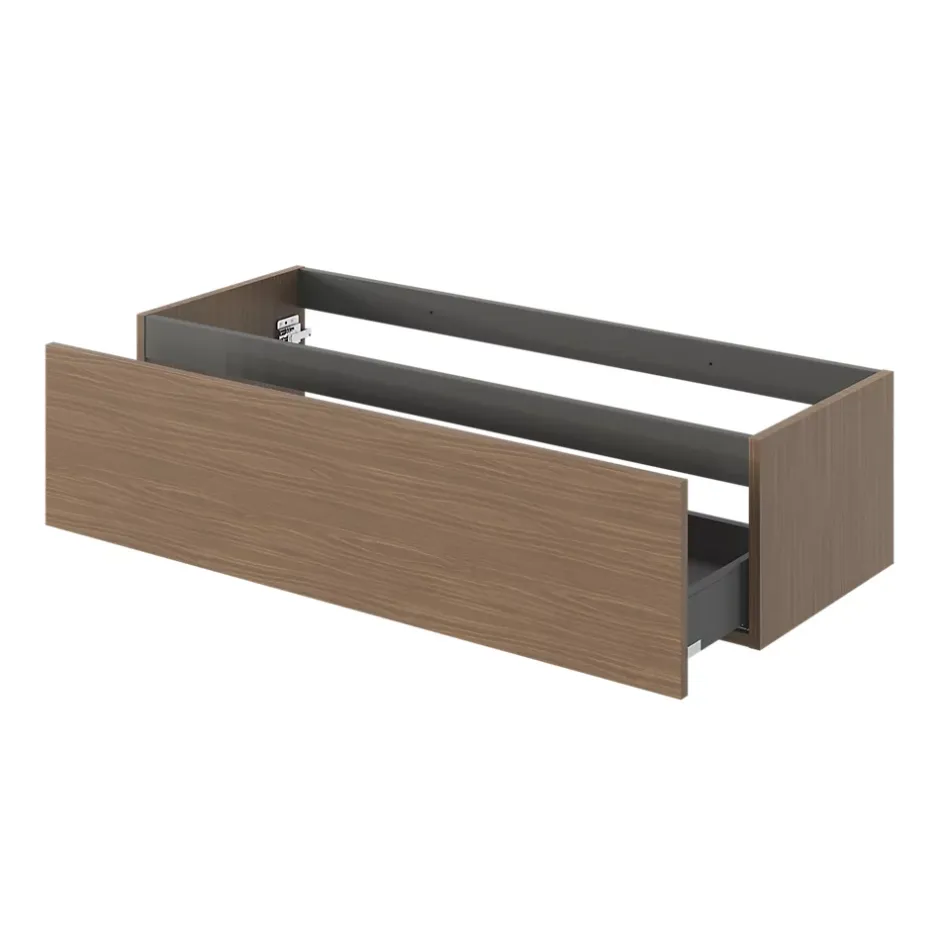 GoodHome Meuble sous vasque 1 tiroir sans poignée l.120 x H.30 x P.45 cm effet noyer Kentia* Meuble Sous-Vasque