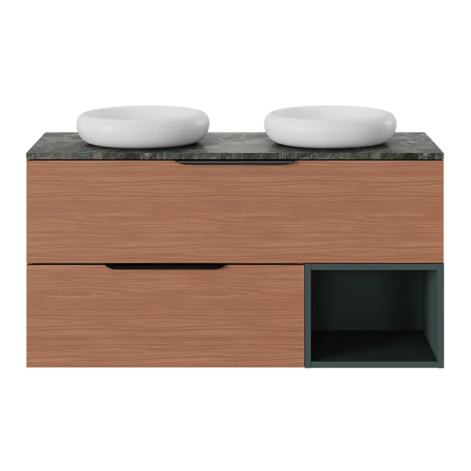 GoodHome Meuble sous vasque 1 tiroir sans poignée l.120 x H.30 x P.45 cm effet noyer Kentia* Meuble Sous-Vasque