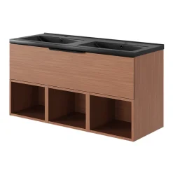 GoodHome Meuble sous vasque 1 tiroir sans poignée l.120 x H.30 x P.45 cm effet noyer Kentia* Meuble Sous-Vasque