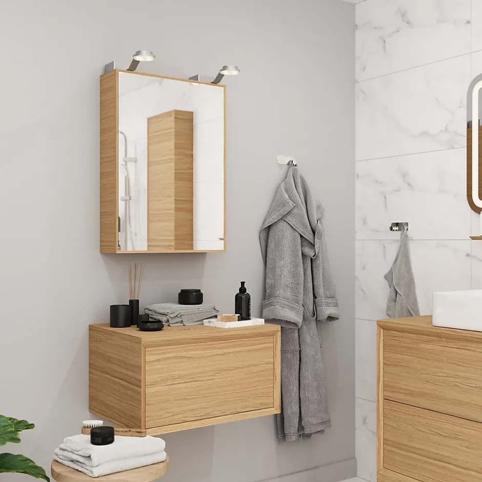 GoodHome Meuble sous vasque 1 tiroir Avela 80 cm à suspendre + plan de toilette 80 cm* Meuble Buanderie|Meuble Vasque