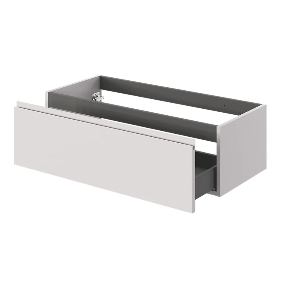 GoodHome Meuble sous vasque 1 tiroir avec poignée intégrée l.100 x H.30 x P.45 cm beige cashemire Kentia