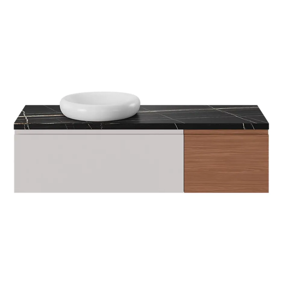 GoodHome Meuble sous vasque 1 tiroir avec poignée intégrée l.40 x H.30 x P.45 cm effet noyer Kentia