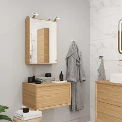 GoodHome Meuble sous vasque 1 tiroir Avela 60 cm à suspendre + plan de toilette 60 cm* Meuble Buanderie