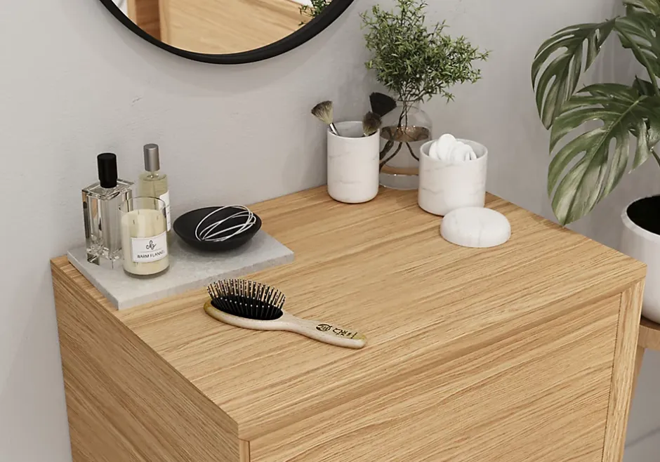 GoodHome Meuble sous vasque 1 tiroir Avela 60 cm à suspendre + plan de toilette 60 cm* Meuble Buanderie