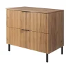 Furnidea Meuble sous vasque avec plan sur pieds FLOW chêne craft 80 cm