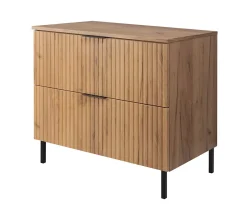 Furnidea Meuble sous vasque avec plan sur pieds FLOW chêne craft 80 cm