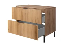 Furnidea Meuble sous vasque avec plan sur pieds FLOW chêne craft 80 cm