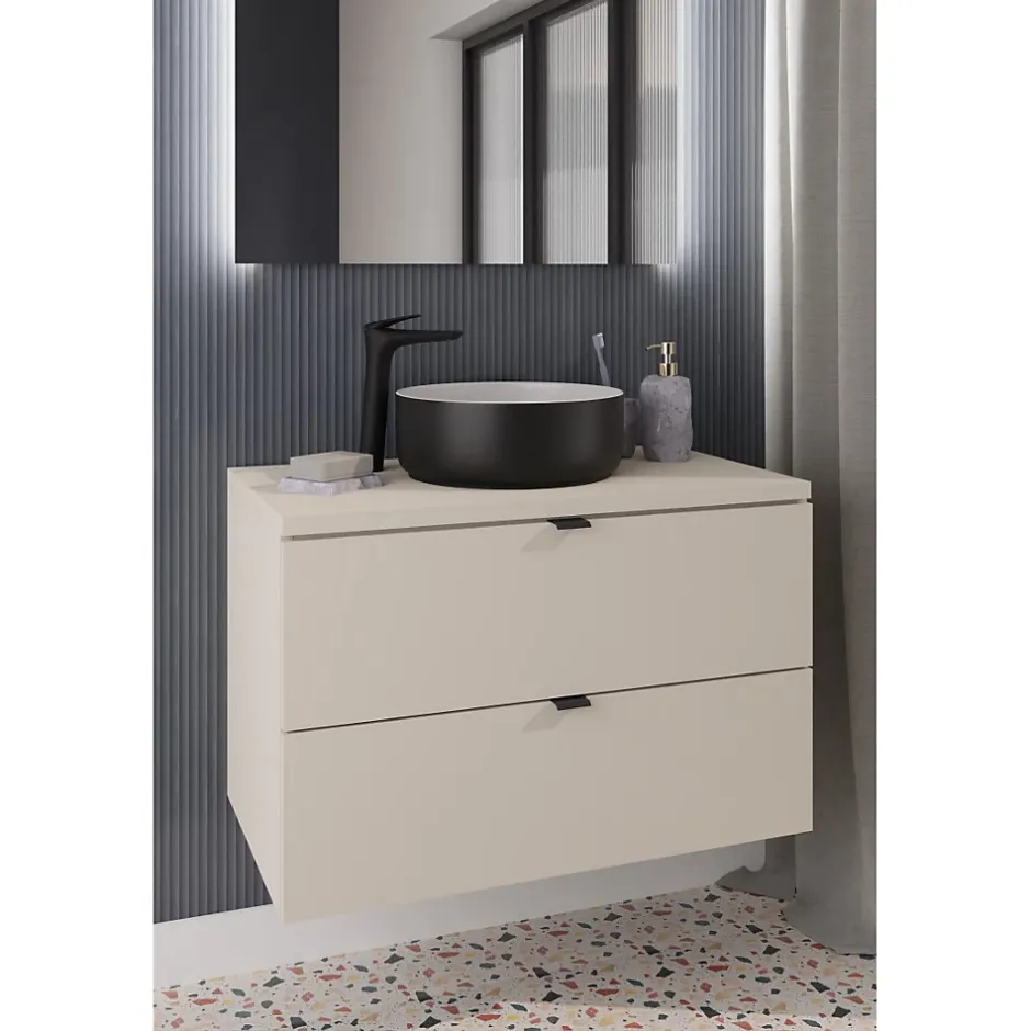 Meublorama Meuble sous vasque BELLA 80 cm Coloris marron congo Finition mate et design suspendu