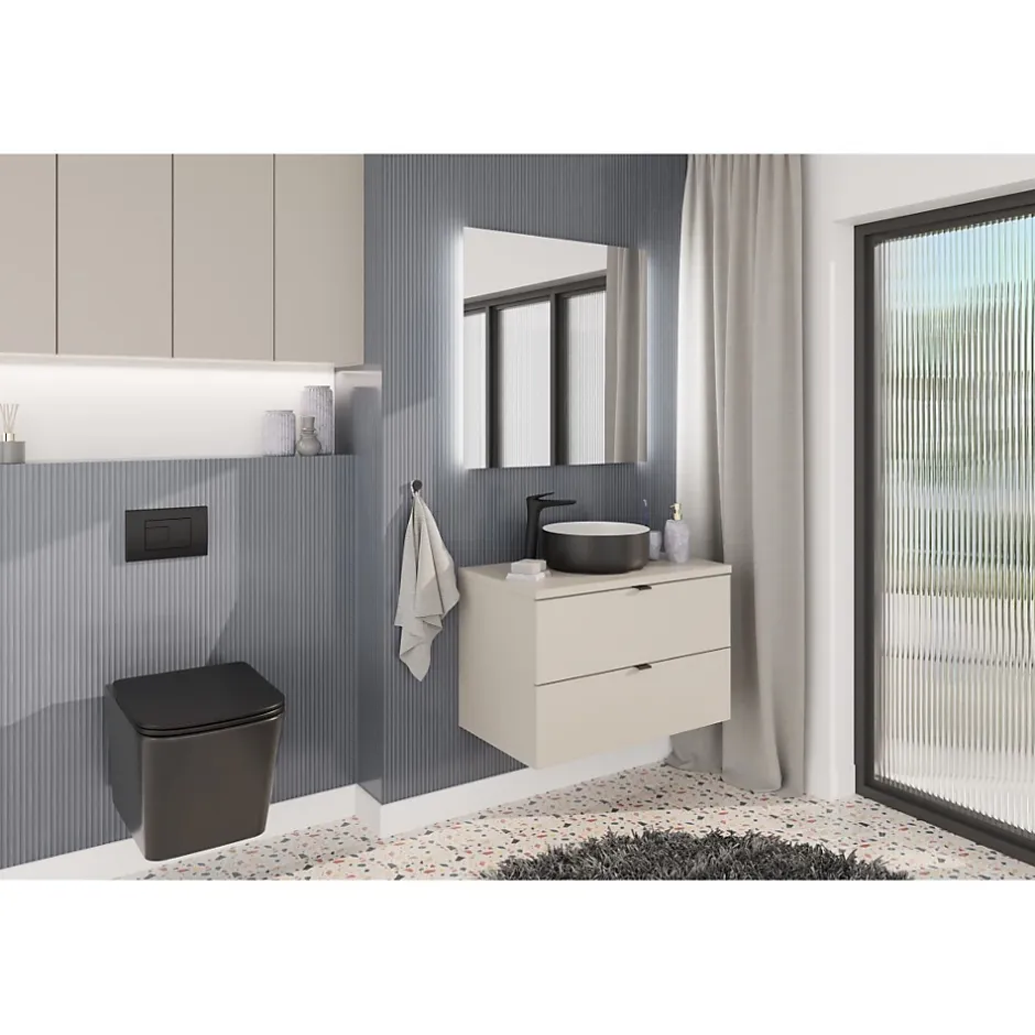 Meublorama Meuble sous vasque BELLA 80 cm Coloris marron congo Finition mate et design suspendu