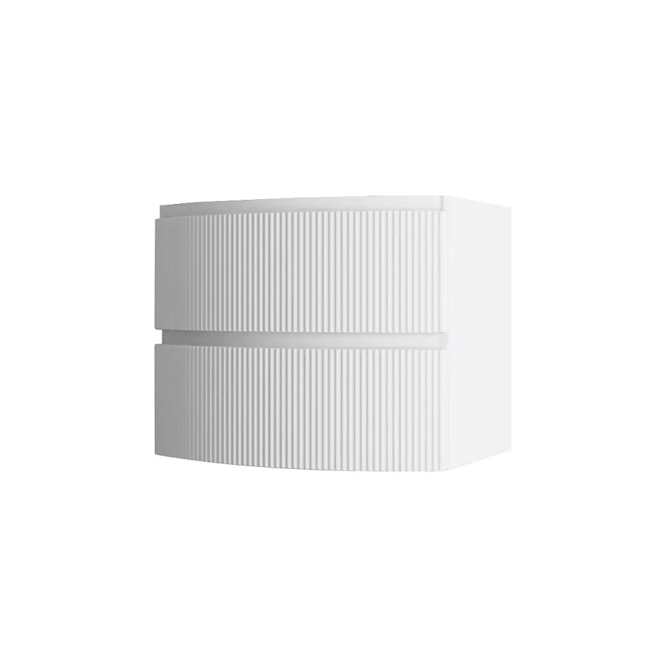 Meuble sous vasque blanc mat strié l.69 x H.55 x P.52 cm, Vague