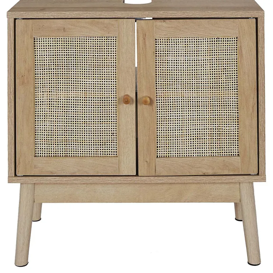 The Home Deco Factory Meuble sous vasque cannage et bois Bali