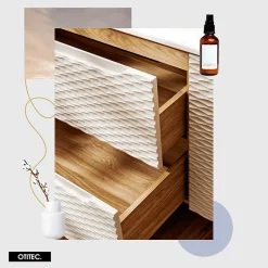 Otitec Meuble sous vasque de 120 cm - avec vasque à encastrer - 2 tiroirs - SEA BEIGE* Meuble Sous Lavabo