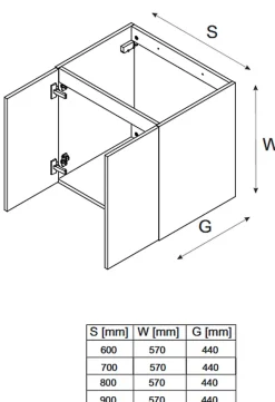 Otitec Meuble sous vasque de 60 cm - avec vasque à encastrer - 2 portes - SEA BEIGE