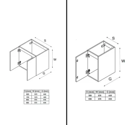 Otitec Meuble sous vasque de 90 cm - avec plan - 3 portes - SEA BLACK