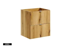 Otitec Meuble sous vasque de 50 cm - avec vasque à poser - avec plan - Oak/Blanc - 2 tiroirs - VOLTA OAK* Meuble Sous Lavabo